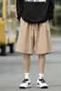 夏のハイストリートCECファッションブランドトレンディルーズフィットソリッドカラーカジュアルアウトウェアワイドレッグ用メンズショーツアイスシルク