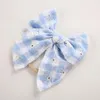 Hair Accessories 15Pcs/Lot Handmade Embroidery Fable Bows Baby Nylon Headbands Plaid Bow Clips For Infant Girls Toddlers Accessory