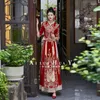 Roupas étnicas Casamento Terno Bordado Noiva Lantejoulas Beading Borlas Vestidos de Casamento Chinês Tradicional Cheongsam
