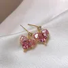 Mode coeurs suspendus cristaux roses boucles d'oreilles pour les femmes fête tendance Piercing oreille bijoux amis cadeau