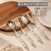 Dijkartikelen Sets Europe Silver Fashion Pearl Cutlery Set 18/10 roestvrijstalen creativiteit Gift Flatare 304 Knife Vork Lepel Drop