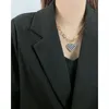 Catene Hemiston Heart Brand Collana con pendente a reticolo dorato in bianco e nero Stile cool per regalo da donna