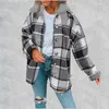 Damenjacken Damenmode Jacke Herbst Winter Kapuzenmäntel Für Frauen Wollkapuzenmantel Plaid Print Tops Weibliche Lose Tweed Wolle