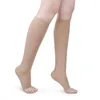 Meias femininas 1 par abaixo do joelho meias de apoio circulação de veias varicosas meia de compressão longa elástica dedo do pé com vazamento