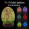 Night Lights 100ml Ultrasonic Humidifier 3d Fireworks Cool Mist Aroma Diffuser Glass Vase Maker With 7 Color Led Light