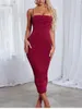 Casual Dresses Good Stretch Pleated Bodycon Dress For Women Summer Sling Strap Backless Zipper Mid Drop Clothing Solid Vestido