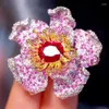 Brincos de parafuso prisioneiro estilo luxo grande broche de flor para mulheres jóias finas presente feminino 925 prata esterlina com zircão cúbico