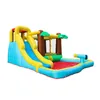 the Courtyard Playhouse Inflatable Water Bounce House with Blower Ball Blow up Pool Slide Small Outdoor Park Hawaiian Coconut Tree Theme for Kids Party Backyard Play