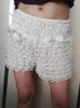 Kvinnors shorts kronstyle kvinnor sommar spets blommig casual ruffles bow lapptäck elastiska midja korta byxor för strand nattklubb streetwear
