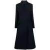 Женские плащи, черное шерстяное пальто для женщин, теплая куртка трапециевидной формы, мода 10246