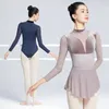 Stage Wear Ballet Leotard Woman Costume Outfit For Girls Gymnastics Figure Skating Dress Long Sleeve Velvet Dance Leotards