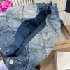 Canale 22 Borsa shopping in denim Grand Tote Travel Designer Donna Sling Body Borsa più costosa con catena in argento Gabri