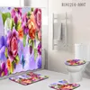 Duş perdeleri 4 adet bahçe perdesinde parlak çiçekler çiçek banyo banyo halı tuvalet kapak mat pedi ev dekor