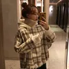 Women's Hoodies & Sweatshirts Brand Women Autumn Winter Kpop Fashion Plaid Patchwork High Collar Kawaii Tops Loose Plus Size 2XL Clothing