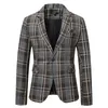 Herrenanzüge Herren Herbst und Winter Slim Retro Plaid Blazer Schnalle Taschenanzug Jacke Mantel Hochzeit Hochwertige Baumwolle Damenbekleidung