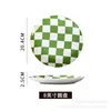 Placas criativas impressão cerâmica xadrez padrão de alto valor restaurante casa ocidental placa rasa cozimento pratos