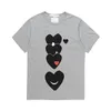 Designer Women Tops Play CDG Cotton Breathable Couple t shirt Commes Des Embroidery Printing Heart Men's T-shirts Quick Dry Lovers Cool Shirts Grey Color Oversize