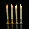 Ljushållare 2st Holder Base Plastic Candlestick Silver Gold Conical Olika festivaler för elektroniska ljus