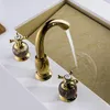 Bathroom Sink Faucets European Style All Copper Double Handle Single Hole Faucet In Kitchen Basin And Cold