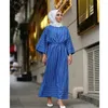 Ethnische Kleidung Mode Streifen Muslimische Frauen Langes Maxikleid Dubai Abaya Jilbab Türkischer Kaftan Kordelzug Partykleid Islamischer Naher Osten