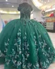 فستان Quinceanera للترترات 2023 Charro Mexican Prom Sweet 15/16 Girl Party Wear Vestido de 15 Anos 3D Flower