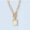 hiphop 26 english letters pendant necklace designer for woman alloy south american womens fashion choker rectangle gold necklaces punk jewelry friend gift