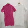 Frauen Kleid Designer Full Letter Relief Print Strickkleider Weste Zweiteiler Rock Set Mode Lässig Strickröcke