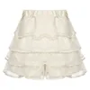 Shorts pour femmes Y2K volants jupe en dentelle femmes dames à plusieurs niveaux lolita agitation sécurité froufrous bloomers mignon bas de costume de mascarade