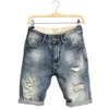 Jeans da uomo al ginocchio Pantaloncini di jeans estivi Bermuda maschile Skateboard Harem Uomo Jogger Strappato Onda Plus Size 28 40271q