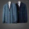 Men's Jackets Spring Simple Checks Jacket Plaids Casual Coat Outwear Cotton Linen Leisure Blue