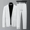 Herrespår på våren Summer Fashion Suit Män långärmad high-end casual Slim Stilig Two Pieces Set Thin Jacket and Pants