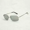 2023 Modeontwerper Nieuwe zonnebrillen Luipaardstijl Lensvorm Men Rimless Metal Frame Gafas Women voor buitenaccessoires Oculos tinten