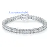 Smycken 925 Silver Moissanite 3*5mm VVS Emerald Cut Moissanite Tennis Armband 0,5CT Lab Diamond Tennis Chain Armband