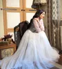 Повседневные платья элегантные белые точки тюль a-line long bridal wise thru full-рукава Женщины для вечеринки красивые платья