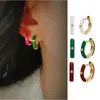 Boucles d'oreilles créoles plaquées or 18 carats pour femmes, piercing CZ Zircon, cercle multicolore, Huggie 2023, bijoux en gros, vente en gros