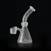 5inch Quartz Beaker with 4mm banger with sandblasted patter and glass carb cap mini quartz bongs water pipe
