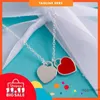 T Home romantique amour femme rouge dégoulinant d'huile émail bleu clavicule chaîne Double coeur pendentif collier cadeau SHTO