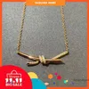 V gold t home knot tnot Necklace women's 18k rose thick gold hand diamond high art Gu ailing same clavicle chain 049P