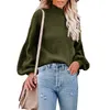 Kvinnors hoodies 2023 Spring Summer Women Sticked Turtleneck Pull tröja Casual Soft Jumper Fashion Slim Femme Elasticity Pullover