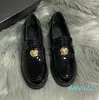 Designer Love Metal Buckle Letter Sign Loafers Shoe Lacquered Leather Upper Thick Sole Anti slides Ladies Calfskin Shoes