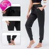 Lulu-pantalones de Yoga para mujer, pantalón noveno para correr, Fitness, con bolsillo con cremallera, cintura alta, elástico, informal, para correr, 4 colores, 2024