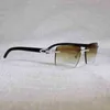 Mode Rhinestone Peacock Wood Rimless Men Natural Buffalo Horn Oversize Square Retro Shades Oculos bril voor club