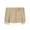 Rokken dames mini rok y2k kaki geplooide lage taille pocket vintage knop prepply cargo Koreaanse versie