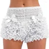 Kvinnors shorts kronstyle kvinnor sommar spets blommig casual ruffles bow lapptäck elastiska midja korta byxor för strand nattklubb streetwear