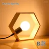 Pendant Lamps Novelty Modern Led Light Square Hexagon Triangle Shape Wood Nordic Lamp Ceiling Home Deco Kitchen Cozy Creative Dining