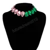 Collier ras du cou en cristal en forme de gouttelette d'eau épissé de couleur verte et rose pour femmes, collier court tendance sur le cou, accessoires cadeau