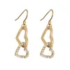 Dangle Earrings Lovely Gold Color Plating Clear Stone Decorated Heart Link Drop For Women Girl Elegant Casual Girly Daily Party Jewelry