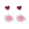 Rug oorbellen roze liefdesbal lang schattig zoet muggenspoel geen piercing oorclip