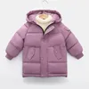 Casaco para baixo casacos de inverno para crianças grosso jaquetas longas meninos meninas quente outerwear algodão com capuz snowsuit casaco 2 4 6 8 10 y