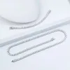 Fashion Hip Pop White VVS 925 Sterling Silver Moissanite Diamond 18 inches Tennis Chain Necklace